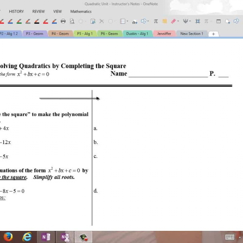 Q4 - Solving Quadratics by Completing the Squ