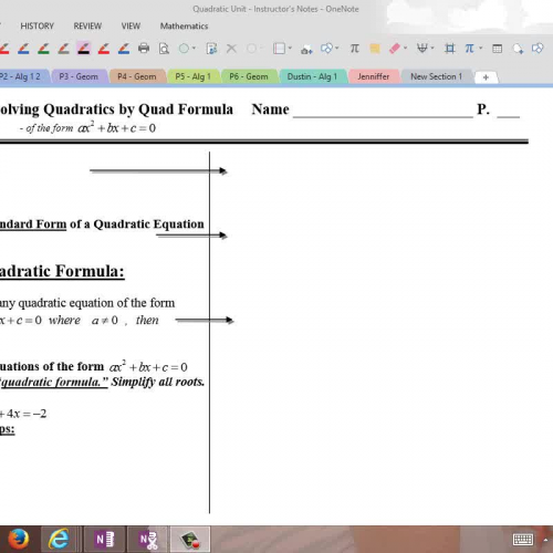 Q5  Solving Quadratics by Quadratic Formula -