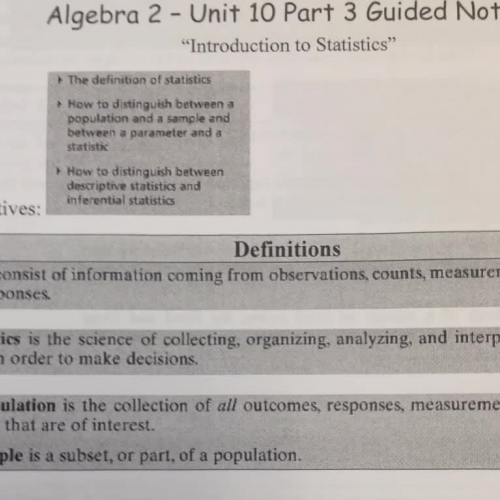 Unit 10-3 Intro to Statistics