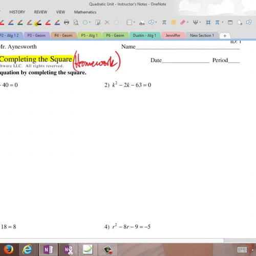 Q4 - Solving Quadratics by Completing the Squ