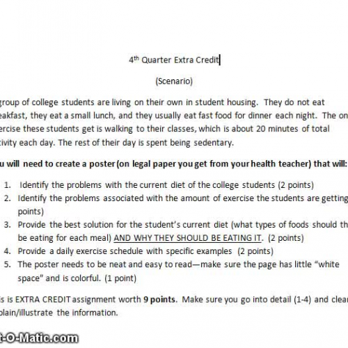 4th quarter extra credit