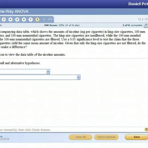 ANOVA with StatCrunch