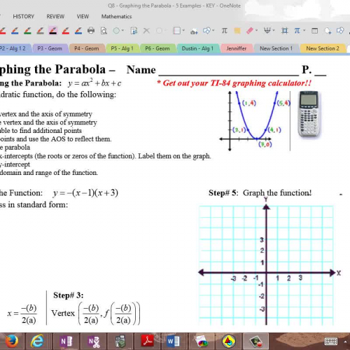 Q8 - Graphing the Parabola-Exs 1 and 2 - Vide