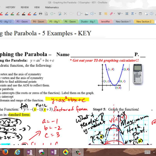 Q8- Graphing the Parabola - L3 - Part 2 Exs 3