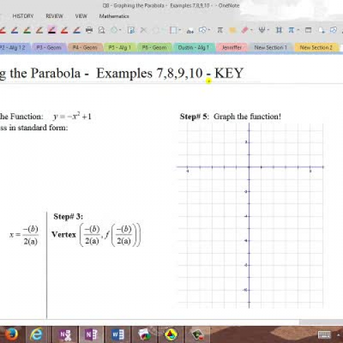 Q8 - Graphing the Parabola-Exs 7,8,9,10  - Vi