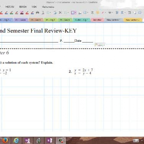 Algebra 1 - 2nd Sem Final Review-1 to 13 - Vi