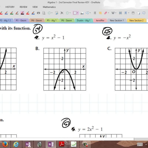 Algebra 1 - 2nd Sem Final Review-52 -72 - Vid