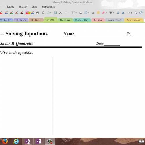 Mastery 3 - Solving Equations - 1st and 2nd d