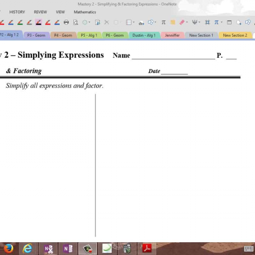 Mastery 2 - Simplifying Expressions &amp; Fac