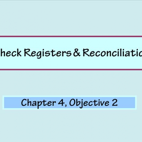 Check Registers &amp; Reconciliation