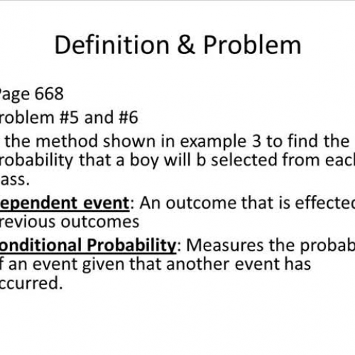 Dependent Events and Conditional Probabilty