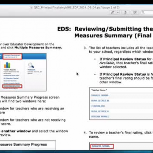 MMS Rating Submission for Principals