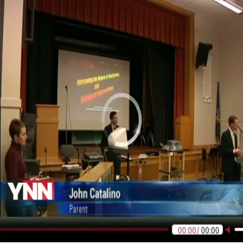 ynn news covers parent workshop on bullying prevention.  presented by box out bu