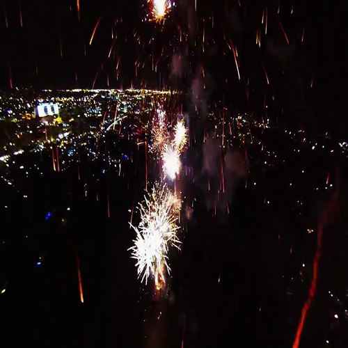 fireworks from a drone perspective
