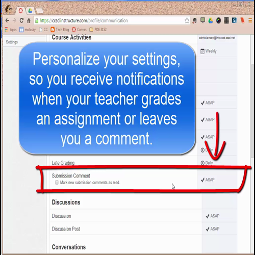 Canvas - Checking your grades and set grade notifications