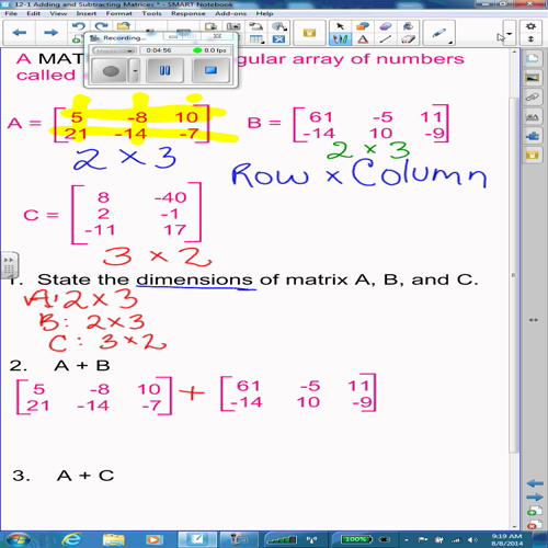 Adding and Subtracting Matrices