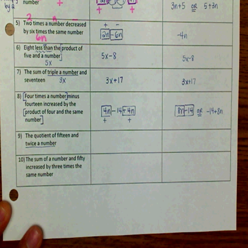 ws translating algebraic expressions & combining like terms 6-10 (explanation)