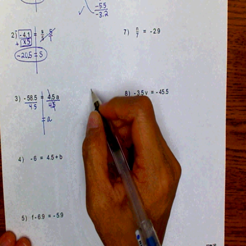 ws solve one-step equations (decimals)