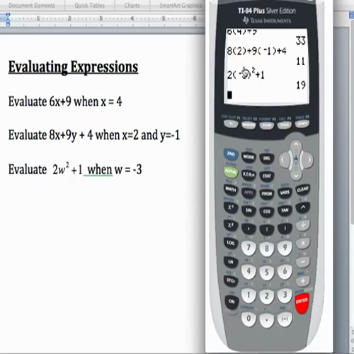 evaluating expressions