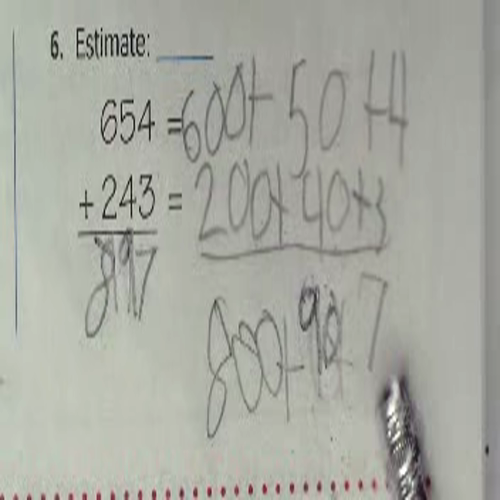 Unit 1 Mental Math Addition Strategy Modeled