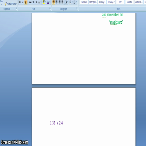 multiplying with decimals notes