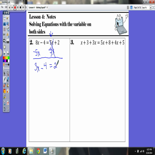 l4- solving equations with the variable on both sides