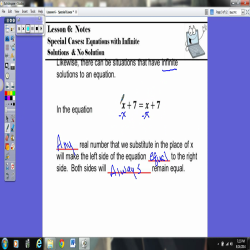 l6- special cases- equations with infinite solutions and no solution