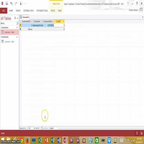 accesspg8 create table