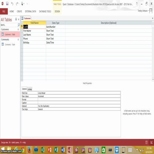 accesspg10 create primary keys