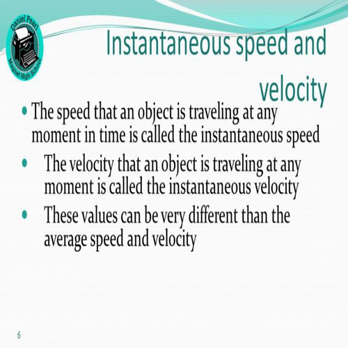 Lesson HP2-5: Instantaneous Speed and Velocity