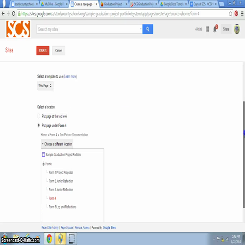 graduation project portfolio how to do in google sites
