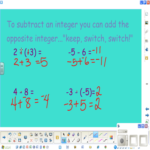 subtracting integers.keepswitchswitch