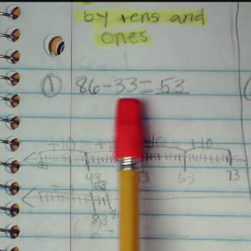unit 1 Number Line Subtraction Strategy Counting Up by Tens and Ones