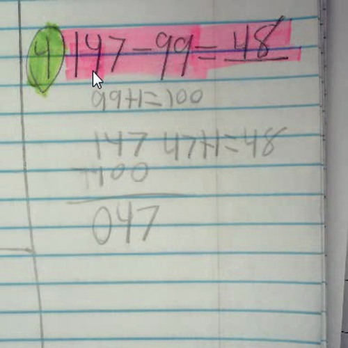 Unit 1 Friendly Numbers Subtraction Strategy