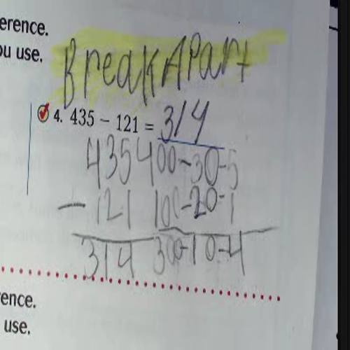 Unit 1 Break Apart Subtraction Strategy