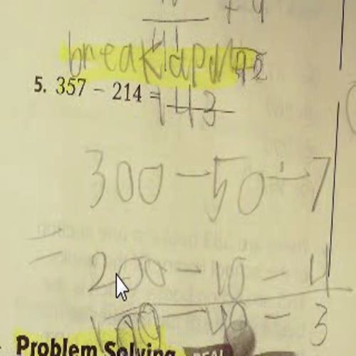 Unit 1 Break Apart Subtraction Strategy