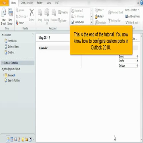configuring custom ports in outlook 2010