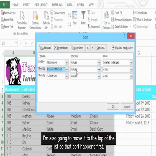 09 excel sorting data