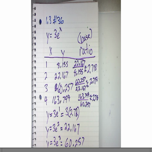 AP Calculus 1.3 - Exponential Functions  HW # 36