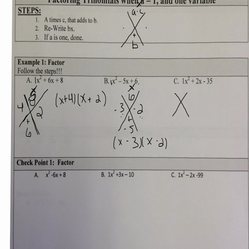 6.2 factoring trinomials
