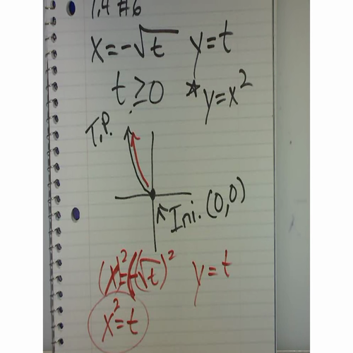 AP Calculus 1.4 - Parametric Equations  HW # 6