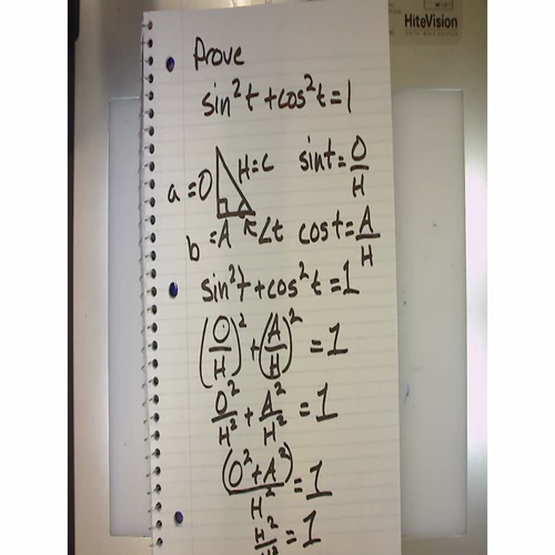 Trigonometry - Pythagorean Identity - (sin (t))^2 + (cos (t))^2 = 1