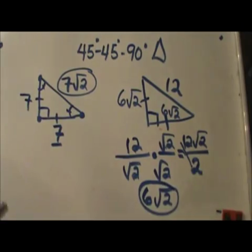 special rules for 45-45-90 triangles