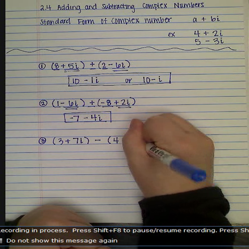 2.4 adding and subtracting complex numbers