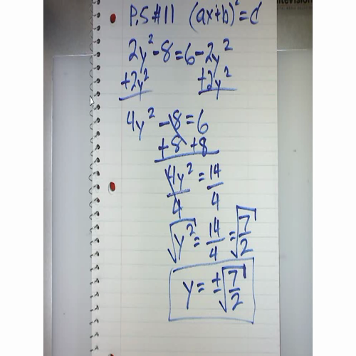 Pre-Calculus P.5 - Solving Equations Graphically, Numerically, and Algebraically - HW # 11
