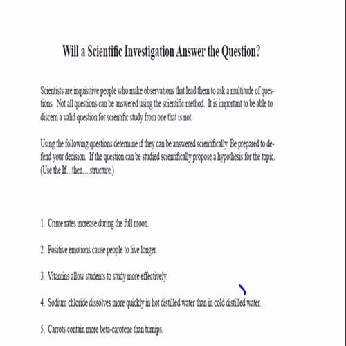 will a scientific investigation answer the question