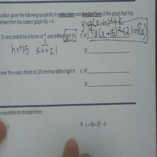 quadratic equation transformations of the parent function