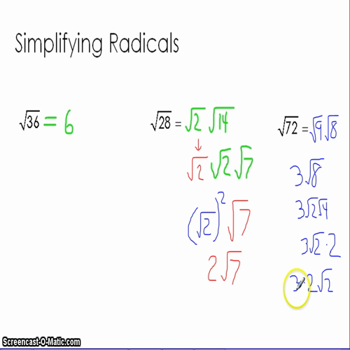 simplify radicals