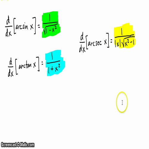 AP Calc @ Harrison: Inverse Trig Derivatives