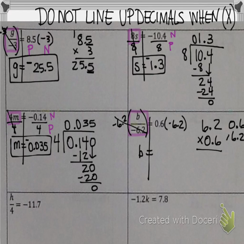 Solve One-Step Equations with Decimals